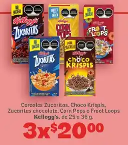 Soriana Híper Kellogg's Cereales Zucaritas, Choco Krispis, Zucaritas chocolate, Corn Pops o Froot Loops oferta