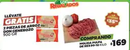 Merco Molida pulpa de res 90-10 kilo/don generozo - 2 piezas de arroz oferta
