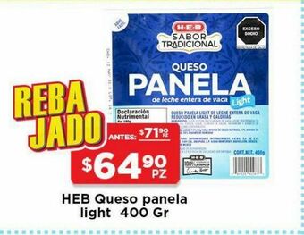 HEB Heb sabor tradi queso panela light 400grs 400 gr oferta