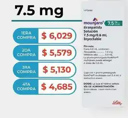 HEB Lilly - tirzepatida solución 7.5 mg/0.6 ml inyectable oferta