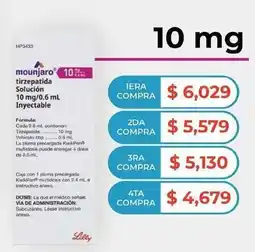 HEB Lilly - tirzepatida solución 10 mg/0.6 ml inyectable oferta