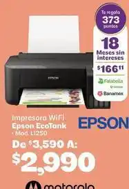 Soriana Híper Epson - impresora wifi ecotank - mod. l1250 oferta