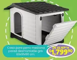 Soriana Híper Casa para perro mediana pared desmontable gris 69x91x66 cm oferta