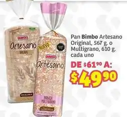 Soriana Híper Bimbo - pan artesano original, multigrano oferta