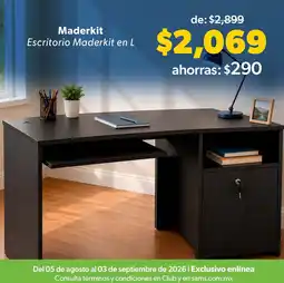Sam's Club Maderkit Escritorio Maderkit en L oferta