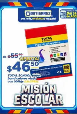 Super Gutiérrez gutierrez total school papel bond colores vivos oferta
