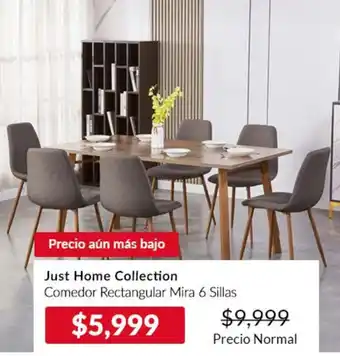 Just Home Collection Comedor Rectangular Mira 6 Sillas