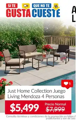 Sodimac Homecenter Just Home Collection Juego Living Mendoza 4 Personas oferta