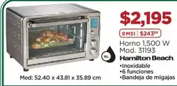 Chedraui Hamilton Beach Horno 1,500 W oferta