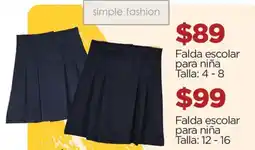Chedraui simple fashion Falda escolar para niña oferta