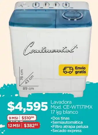 Chedraui Continental lavadora oferta