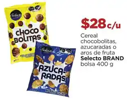 Chedraui Selecto Brand cereal chocobolitas azucaradas o aros de fruta oferta