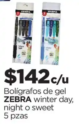 Chedraui ZEBRA bolígrafos de gel winter day, night o sweet oferta