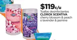 Chedraui Clorox scentiva toallas desinfectantes cherry blossom & peach o lavender & jasmine oferta