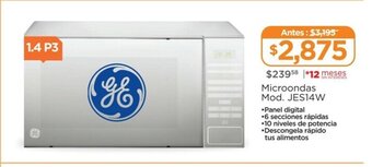 Chedraui Microondas Mod. JES14W oferta