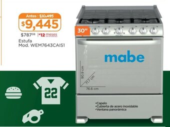 Chedraui Mabe - Estufa Mod. WEM7643CAIS1 oferta