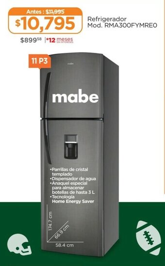 Chedraui Mabe - Refrigerador Mod. RMA300FYMREO oferta