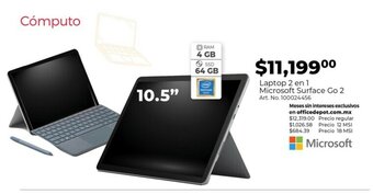 Laptop 2 en 1 Microsoft Surface Go 2
