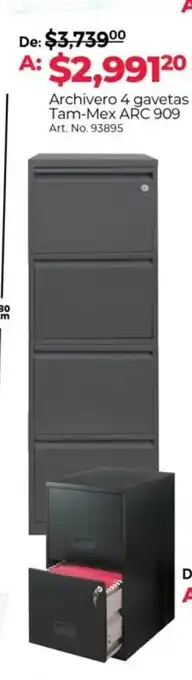 Office Depot Archivero 4 Gavetas Tam-Mex ARC 909 oferta