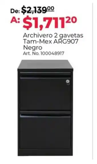 Office Depot Archivero 2 gavetas Tam-Mex ARG907 Negro oferta