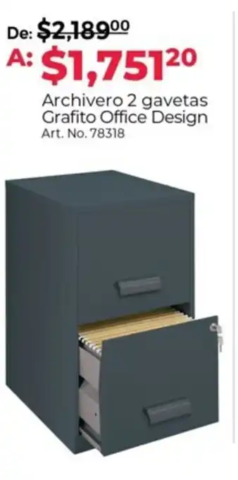 Office Depot Archivero 2 Gavetas Grafito Office Design oferta