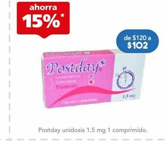 Farmacia San Pablo Postday unidosis com 1.5 mg caj c/1 oferta