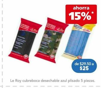 Farmacia San Pablo Le roy cubreboca plisado azul c/5pzs oferta
