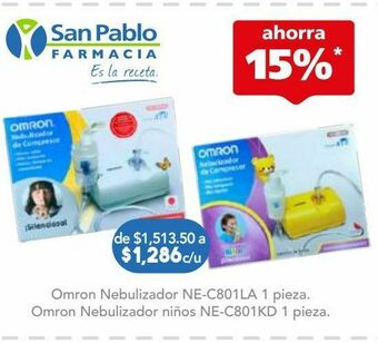Farmacia San Pablo Omron nebulizador c/com ne-c801la c/1pza oferta