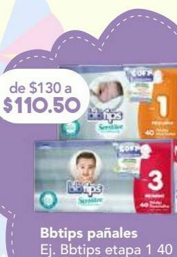 Farmacia San Pablo Bbtips pañal etapa 1 c/40pz oferta