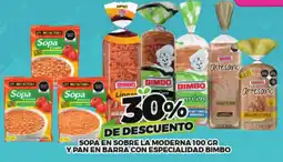 Merco La Moderna Sopa y Pan en Barra con Especialidad Bimbo oferta