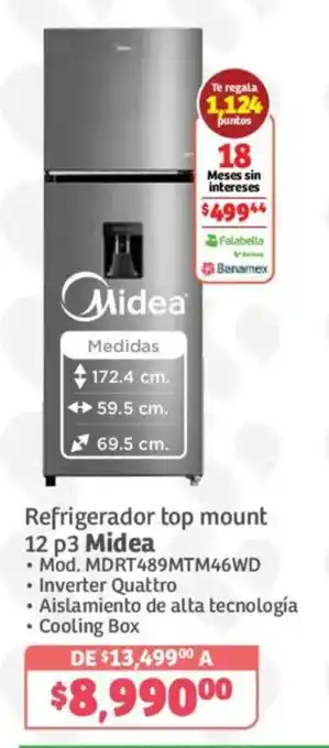 Midea refrigerador top mount 12 p3