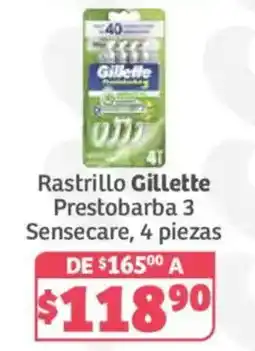 Soriana Híper Rastrillo Gillette Prestobarba 3 Sensecare oferta