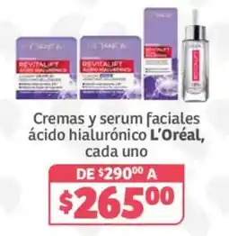 Soriana Híper L'Oréal cremas y serum faciales ácido hialurónico oferta