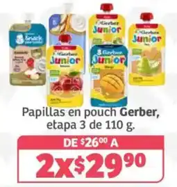 Soriana Híper Gerber Papillas en pouch etapa 3 oferta