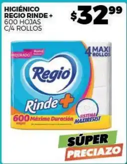 Merco Regio - higiénico regio rinde + 600 hojas c/4 rollos oferta