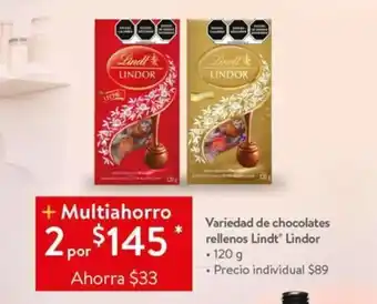 Walmart Variedad de Chocolates rellenos Lindt Lindor 120g oferta