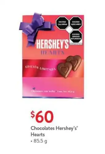 Walmart Chocolates Hershey's Hearts 85.5g oferta