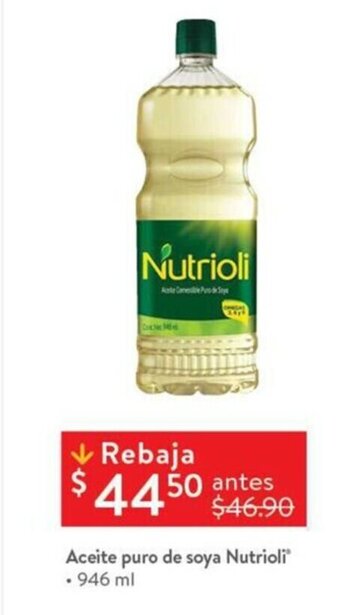Walmart Aceite puro de soya Nutrioli 946ml oferta