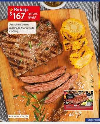 Walmart Arrachera de res marinada Marketside 600g oferta