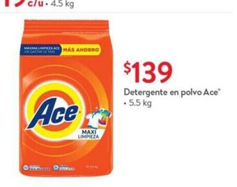 Walmart Detergente en polvo Ace 5.5kg oferta