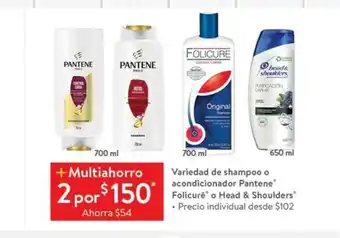 Walmart Variedad de shampoo o acondicionador Pantene Folicure o Head & Shoulders oferta