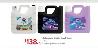 Walmart Detergente liquido Great Value 7L oferta