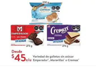 Variedad de galletas sin azucar Emperador, Maravillas o Cremax