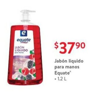 Walmart Jabon Liquido para manos Equate 1.2L oferta