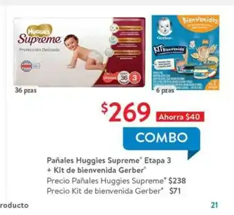 Pañales Huggies Supreme Etapa 3 + Kit de bienvenida Gerber