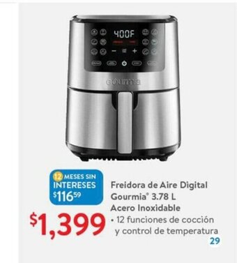Walmart Freidora de Aire Digital Gourmia 3.78L oferta