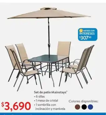 Walmart Set de patio Mainstays oferta