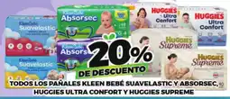 Merco Kleen Bebé Suavelastic y Absorsec, Huggies Ultra Confort y Huggies Supreme oferta