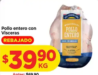 Hill country fare pollo entero con visceras