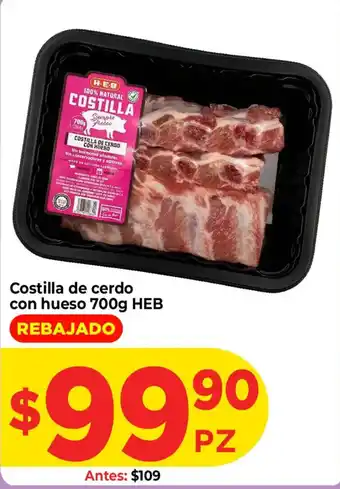 HEB costilla de cerdo con hueso